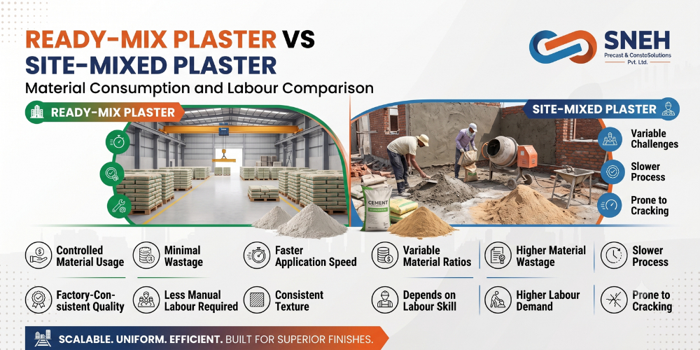 Ready-Mix Plaster vs Site-Mixed Plaster: Material Consumption and Labour Comparison